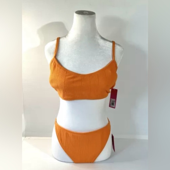 Ninety-Nine Degrees Orange Crinkle Bikini Set ~ Bralette Top ~ Size XXL (19) NWT - Picture 1 of 16